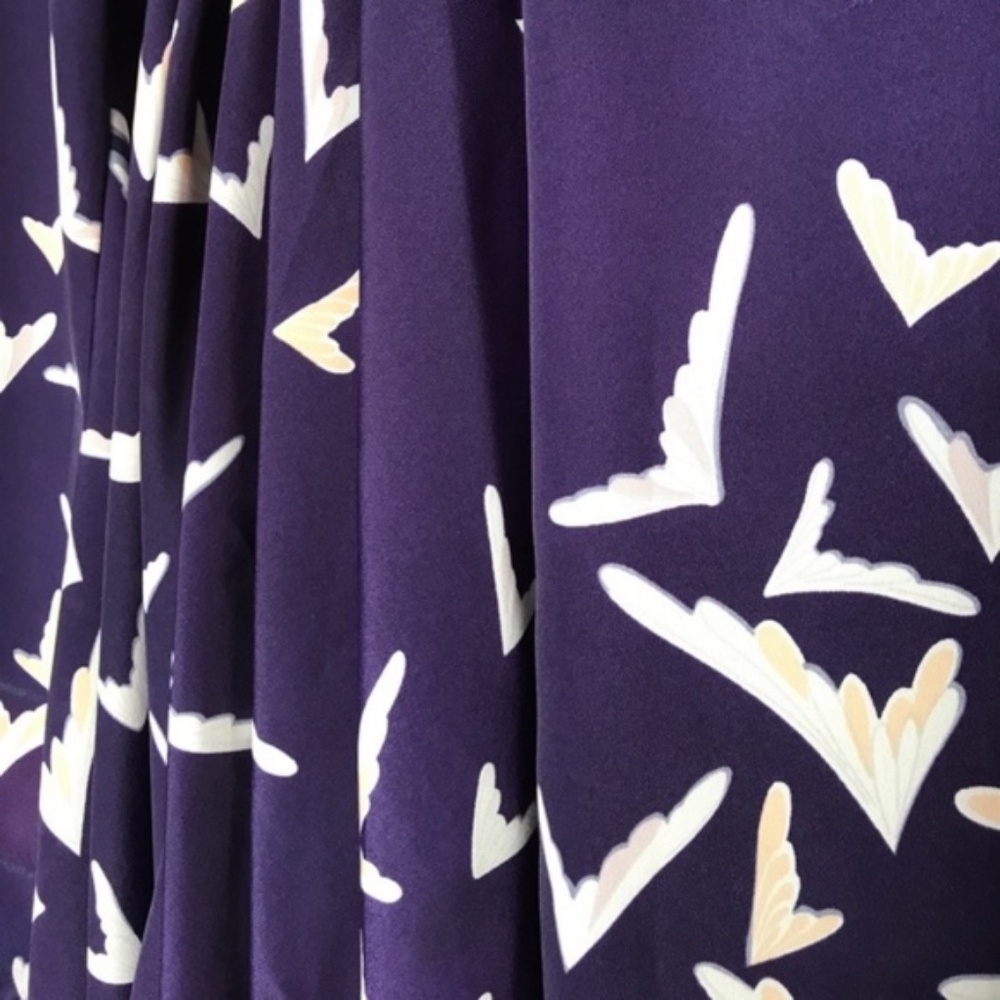 Anthro Leifsdottir Asymmetrical Scattered Skirt Midi Tiered Bird Crane Swallow - Picture 5 of 8